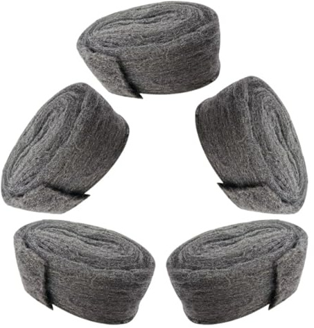 BUGUUYO 5 Pièces de Laine D’Acier Multifonctionnelle pour Bouchage de Fissures Trous de Ventilation et Canalisations Paille de Fer Résistante pour Garage et Entretien Maison