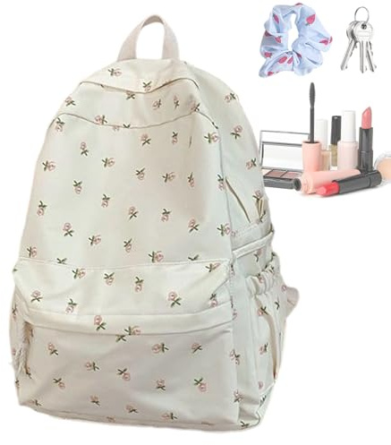 Sać Rucksack mit Blumenmuster – Rucksack mit großer Kapazität | modische Tasche mit Blumendruck, lässiger Sać für Kosmetik, Wasserflasche, Reisebücher, Schreibwaren für Studenten, Frauen E, B, Se