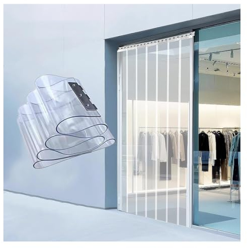 Genomskinlig PVC-plast dörrremsa kit för kallt rum frys dörr kylare ingång (105 x 210 cm) isolerad hållbar enkel installation
