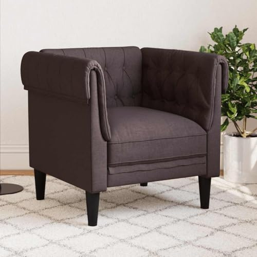Lumanois Sillón Chesterfield de Tela marrón Oscuro,Mobiliario,Sofás,16.4kg-372541