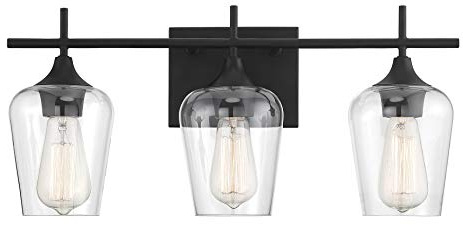 Savoy House 8-4030-3-BK Octave Bohemian Clear Glass Bathroom Vanity Wall Light, 3-Light 180 Total Watts, 10 H x 21 W, Black