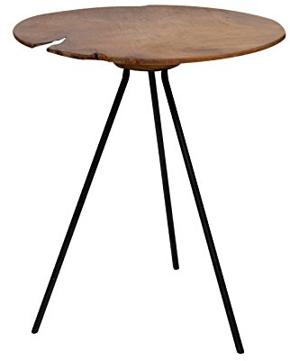 Brillibrum Beistelltisch Teakholz rund – Couchtisch für Wohnzimmer – Dreibein Tisch Teak – Handmade (Tisch - außergewöhnlich, Ø 39,5cm)
