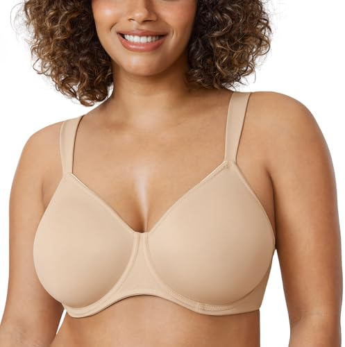 DELIMIRA Femme Soutien Gorge Minimiseur | Grande Taille, Avec Armature, Maintien, Tasse Lisse