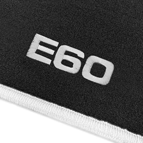 online-fussmatten OFM-Q300_E60-100 Passform Velours-Fußmatten mit Bestickung E60 und Rand in Weiß