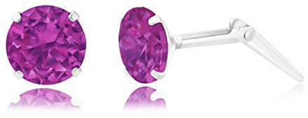Sterling silver 5mm round fuchsia crystal Andralok stud earrings/Gift box