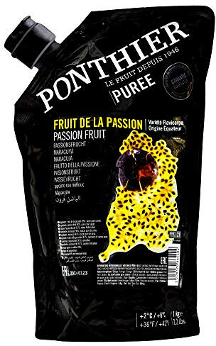 Food-United MARACUJA PÜREE Passions-Frucht-Püree von Ponthier 2x 1KG für Smoothie-Bowl-Quark-Sorbet-Gelée-Topping ohne künstliche Zusätze ausgewählte Früchte