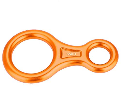 VGEBY Kletterseil-Abseilgerät, 35KN Abbildung 8 Wortseil-Abseilgerät Abseilring Kletter-Rettungsgerät(Orange)