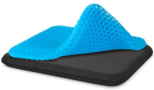 SMRONAR Gel Seat Cushion, Double Thick Breathable Seat Cushion with Non-Slip Cover, Cool Gel Cushion Breathable Chair Cushion for Home Office Chair Car Wheelchair