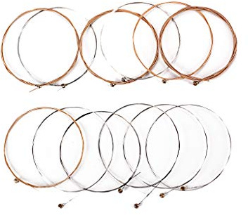 Fransande 12 StüCke Dauerhaft Edelstahl Gitarren Saiten Ersatz 12 Saiten Elektor Gitarren Saiten Set für Gitarren Teile ZubehhR
