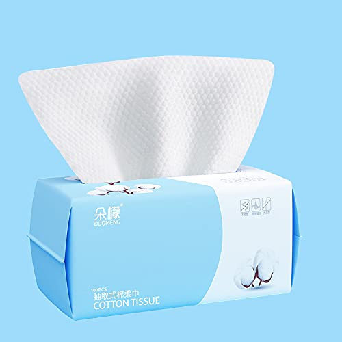Lot de 100 lingettes sèches jetables en coton multi-usages pour les soins de la peau et le maquillage