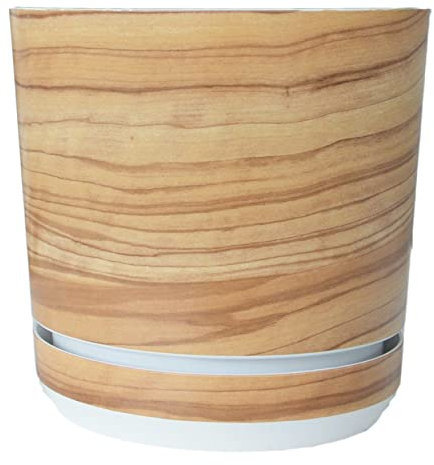 KORAD Vaso da fiori con sottobicchiere integrato - Decoro 047 - bambù, diametro 16 cm - Vaso per piante in plastica di alta qualità - Pentola di piante decorativo con fori di drenaggio