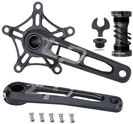 Fahrrad Kurbelarm Set für Faltrad 170mm 130BCD 5 Schrauben Fahrrad Kurbelgarnitur mit Tretlager und Kettenblattschrauben