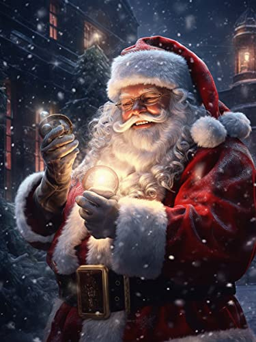 Reofrey 5D Diamond Painting Zubehör Weihnachtsmann, DIY Full Dril Weihnachten Diamant Painting Bilder Set Diamant Malerei Vollbohrer, Kreuzstich Erwachsene Stickerei Crystal Strass Foto Craft 30x40cm
