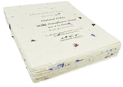 Handmade Lokta Laser and Inkjet Printer Paper with Deckle Edge 8.5x11 Inch Vintage Decorative Specialty Printing Paper (100 Sheets, Cornflower)