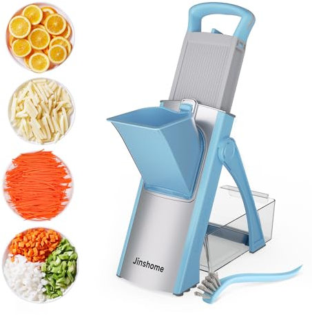 Upgraded Version Mandoline Slicer for Kitchen &Safe Vegetable Chopper 5 in 1 & Adjustable Mandoline Slicer.Detachable Blade,Can Cut Slicing,Strips,shredding and Dicing Kitchen Veggie Chopper
