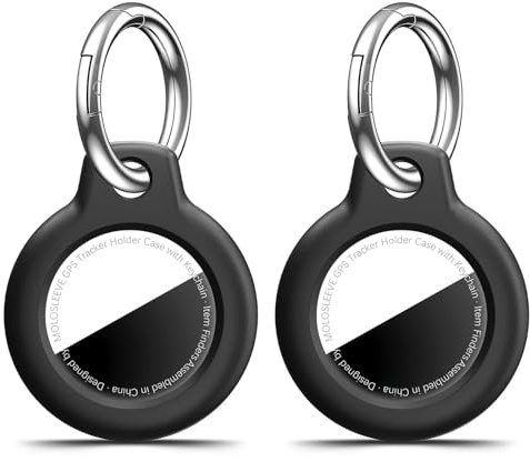 [2-pack] MOLOSLEEVE för Airtag-hållare fodral med nyckelring, stötsäkert GPS-skydd repfri nyckelring för Airtags, för Airtags-tillbehör för GPS-artikelspårare fodral för väskor, bagage, svart