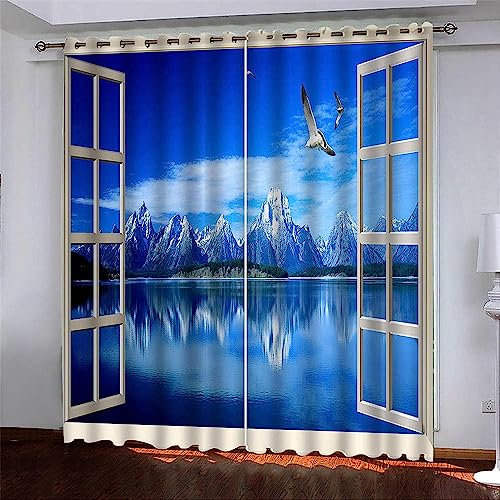 3D Vorhang Bergblick Vor Dem Fenster Blickdichte Vorhänge Schlafzimmer Wohnzimmer Dekoration Isolierung Lärmschutzvorhänge Kinderzimmer Für Jungen U