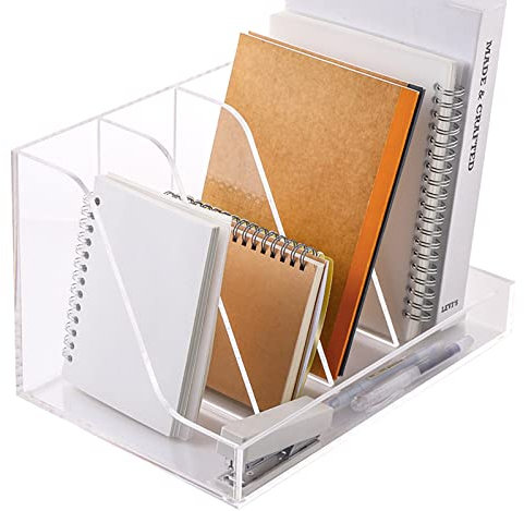 Zeitschriftenständer, Präsentationsständer, transparenter Zeitschriftenhalter, Tisch mit 3 Fächern, Acryl-Aktensortierer, Bücherregal für Büro, Acryl-Schreibtisch-Organizer für Dokumente, Papier