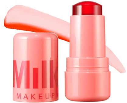 Milk Makeup Cooling Water Jelly Tint – Long-Lasting Sheer Lip + Cheek Stain with Firming Vegan Collagen + Hydrating Aloe – Transfer Proof, Buildable Lip Tint + Blush – Spritz (Coral), 0.17 oz