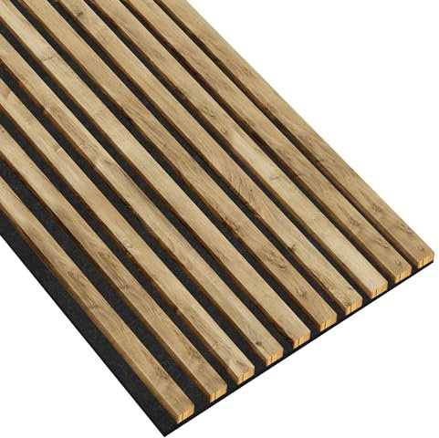 Filz-Lamellen-Set mit Verbindungsmodul, 12x28 mm, 10 Stück, 46 cm Breite, Gesamtlänge 275 cm Holzpaneele, wandpaneele, holzoptik, lamellenwand