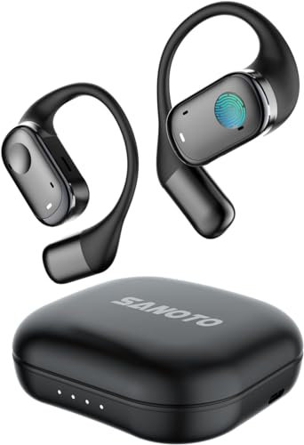 SANOTO Open Ear Écouteurs Bluetooth 5.3, Contrôle Tactile - Sans Fil Sport et IPX6 Étanche - 30H de Jeux