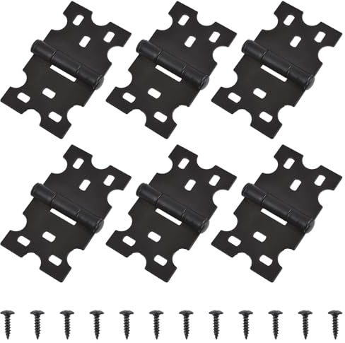 INCREWAY Antique Hinges, 6PCS Butterfly Flat Hinges with Screws Flush Mount Cabinet Furniture Hardware Decorative Cabinet Hinges for Doors Cupboard Jewelry Box, Black