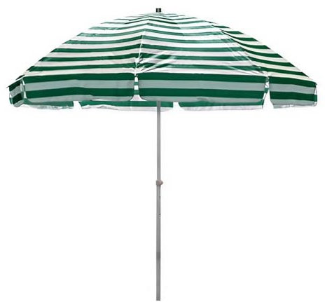 WYRMB 8FT Strandschirm, tragbarer Outdoor-Strandschirm mit Sandanker und 8 Glasfaserrippen, leicht und tragbar, UPF 50+ PU-Beschichtung für Garten, Strand, Outdoor (grün-weiß gestreift)
