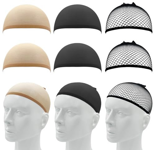 AHLPO Lot de 6 filets à cheveux en nylon respirant et extensible pour perruques, filet élastique pour Halloween, cosplay, fêtes