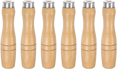 QUARKZMAN Mango de Lima de Madera de 4.13 para Limas Metálicas 6 6Pcs | con Orificio Redondo de 4.8mm Mangos Ergonómicos con Collar Metálico