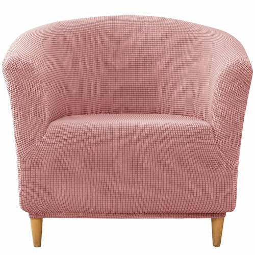 CLGTY Sesselschoner, Kariert Sesselüberwurf 1 Stück Stretch Club Chair Stretch Sesselhusse Für Wohnzimmer rutschfest Weich Sesselbezug Waschbar Für Bar-rosa-1 Stück