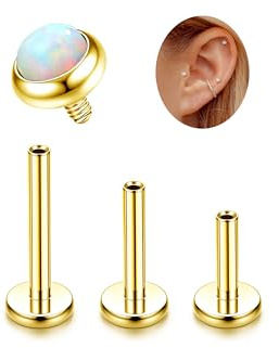Adramata G23 Titan Helix Piercings Tragus Piercing 16G Innengewinde Labret Piercing Lippenpiercing Medusa Piercing Medizinische Ohrstecker Piercing Ohr Klein Helix Tragus Conch Piercing Gold Silber