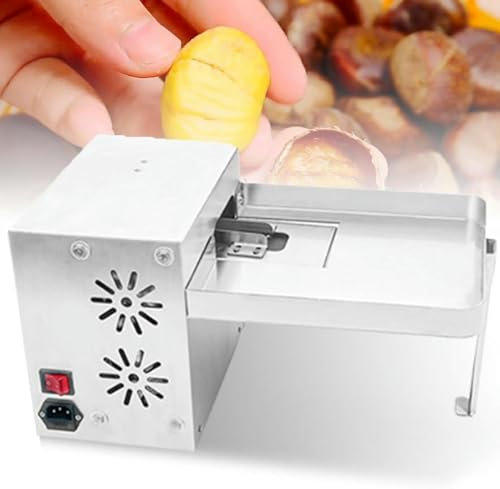 GFXYQPDNV Máquina Comercial para tallar castañas, Máquina trituradora de castañas eléctrica 30-50 kg/h, Máquina automática para descascarar y Abrir castañas, Sin daños a Las castañas,doublechainplate