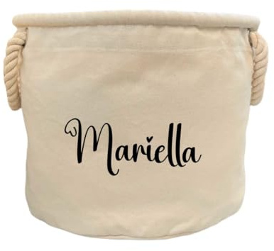 minimutz Aufbewahrungskorb Kinderzimmer - Personalisiert mit Name- Spielzeugkorb Mädchen Jungen - Spielzeugbox Herzen 30x30cm Baumwolle (Herzchenname)