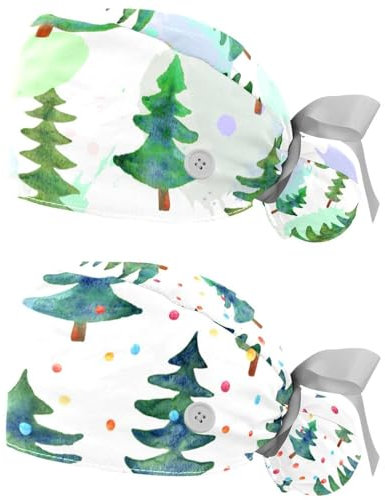 Weihnachtsmann-Scheuermütze für Damen, mit Pferdeschwanz-Tasche, 2 Packungen verstellbare elastische Bandage, Raffhalter, Mehrfarbig 6, Small-3X-Large