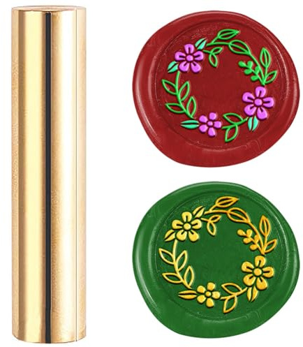 DELORIGIN Kranz Mini Messing Stempel Pistole Wachssiegel Siegelstempel Personalisiert Vintage 15mm Blume Siegelstempel Für Hochzeitseinladungen Umschläge Weihnachten Weinverpackung