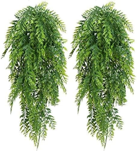 KINDPMA 2 Pz Piante Finte da Esterno Vite Edera Artificiale Piante Rampicanti Verdi Salice Piangente Plastica Piante Artificiali Pendenti per Interno Fuori Casa Ufficio Caffè Parete