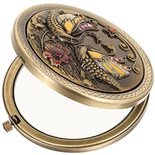 NULYLU Vintage Kompaktspiegel Doppelseitig Mit Vergrößerung Tragbarer Handlicher Klapp-taschenspiegel Für Damen Und Bräute Eleganter Pocket Mirror Für Unterwegs Und Professionelle Anwendu