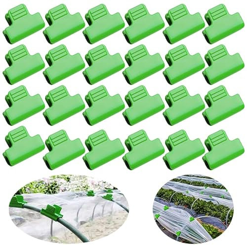 Wopanxye 24 morsetti per serre per tubi in PVC da 10-12 mm, morsetti per pellicola per serra, clip per asta per rete ombreggiante, cerchi da giardino per copertura di file, supporto in plastica per