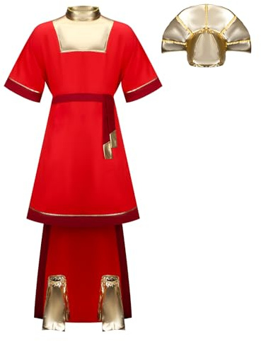 NUWIND Emperor Homme Kuzco Costume Cosplay Tunique Robe Rouge Chapeau Protège-tibias Roi Cosplay Outfit Déguisement Tenue (Red, XXL)