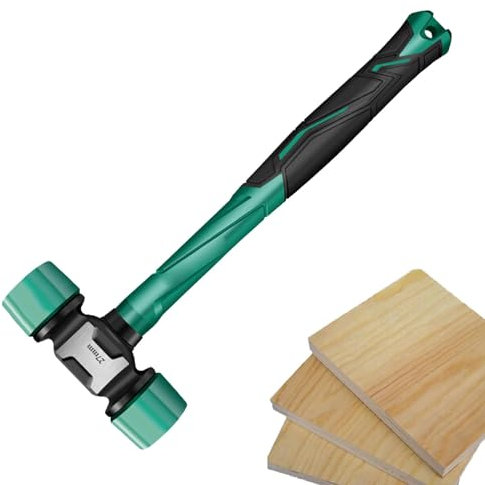 Rubber Hammer - Rubber Hammer with Solid Rubber Head | Heavy Duty Rubber Hammer Heads, Ergonomic Grip Handle, Portable Double-Sided Soft Mallets for Leather Crafts Watch Jewelry Flooring Installation