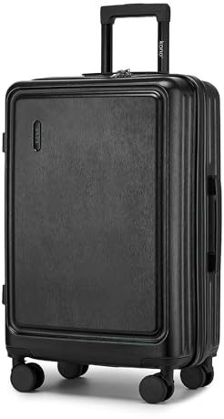 Kono Hartschale Koffer Reisekoffer ABS+PC Trolley Mittelgroß 63 Liter Handgepäck Koffer 67x43x25.5cm TSA-Schloß kabinenkoffer 4 Spinnerräder Rollkoffer & Teleskopgriff Suitcase(Schwarz)