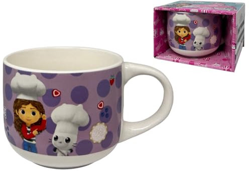 CARTOON Tazza Gabby's Dollhouse 380 ml tazza in ceramica modello largo jumbo per bambini con scatola