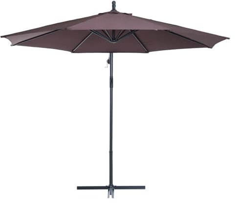 DECHOME - Ombrellone da Giardino 3x3 mt con Manovella Decentrato in Metallo Telo in Poliestere colore Caffe