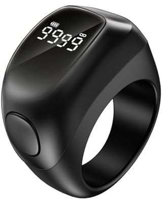 OUD Bukhoor Smart Tasbih Zikr Ring, 18mm 20mm 22mm, Digital Tasbeeh Counter with LED Display, Rechargeable Muslim Prayer Timing Reminder