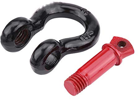 FILFEEL D Ring Shackle, Steel Trailer Hook Heavy Duty Galvanized Shackle For Towing Black + Red For Most UTV, ATV (2T)