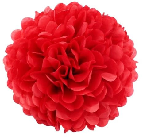 Papier Pompoms 10 Stücke 12''30cm Hochzeit Bommel Ball Pom Pom Seidenpapier Bommel Ball for Party Dekoration(Red,6inch 15cm)