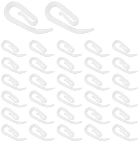 BOBOPACK 100 Pezzi Ganci per Tende in Plastica, Gancio Tenda Rinforzato a Forma di G, Ganci per Tende Scorrevoli,28 x 12 mm,Adatti per Tende, Tende da Porta e Tende da Doccia (Bianco)