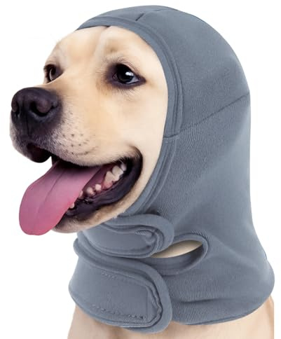 Yoolhamy Gehörschutz Hund Ohrenschutz Hunde Haustier Snood Kapuzenpullis Lärmschutz Ohrenschützer Elastischer Hundeohrmuffs No Shake Ear Wrap (Grau, L)