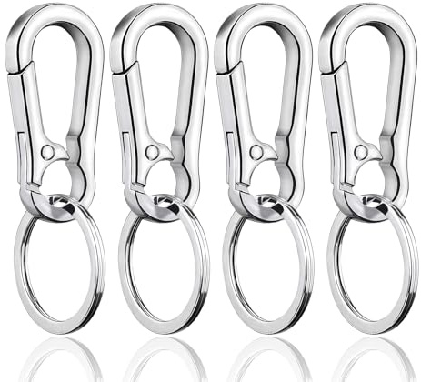 Diffaxy Llaveros de 4 piezas con resorte de, resistentes al desgaste y a la luz, con mosquetón de liberación rápida, pequeños, adecuados para llaves de coche de hombres y mujeres