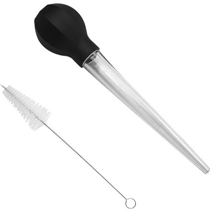 Hopzab Turkey Baster Syringe for Cooking, Silicone Heat-Resistant Baster with Cleaning Brush, Food Syringe for BBQ, Roast Turkey, Beef & Pork